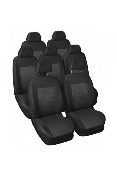 DELUXETUNING Set huse auto pentru scaune compatibile VW SHARAN 1996-2010 7 locuri, material textil