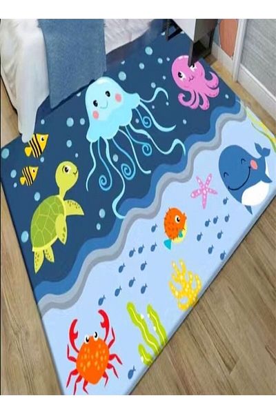 Generic C&C Home 1-Piece Multipurpose Ocean Animals Print Design Baby Play Mat Kids Room Carpet Home Decora