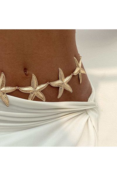 TABA BUTİK Star Buckle Adjustable Chain Women's Belt