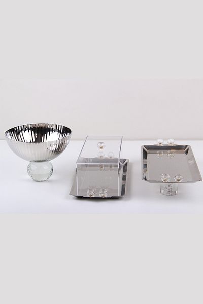 Generic Dessert stand plate set with fruit serving bowl and pastry serving plate
