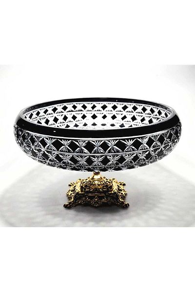 Kristal Market Handmade Crystal Patterned 28 cm Decorative Presentation Tableware Presentation Bowl