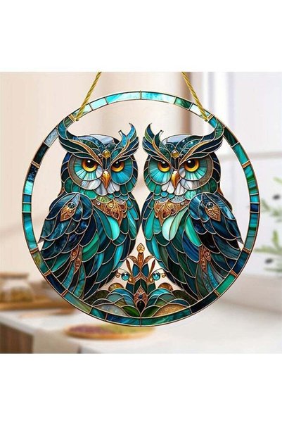 Generic Whimsical Emerald Owl Window Charm - Vibrant Patio & Gardening Decor ...