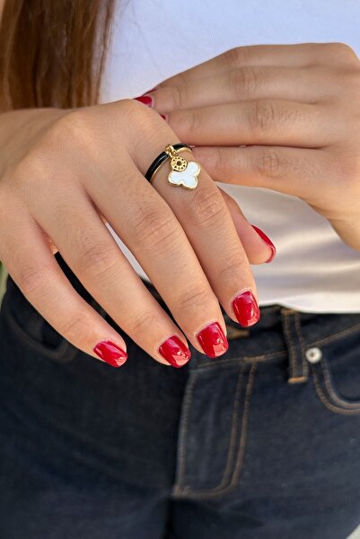 Utku Kuyumculuk 14 AYAR MİNELİ İTALYAN MODEL SALLANTISI ÇİFT TARAFLI YONCA YÜZÜK