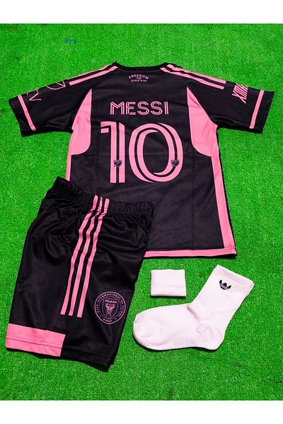 After Party İ.N.T.E.R Miami 2024/25 New Season Lionel Messi Kids Jersey Set of 4 (Pi̇nk-Black) Set Ag