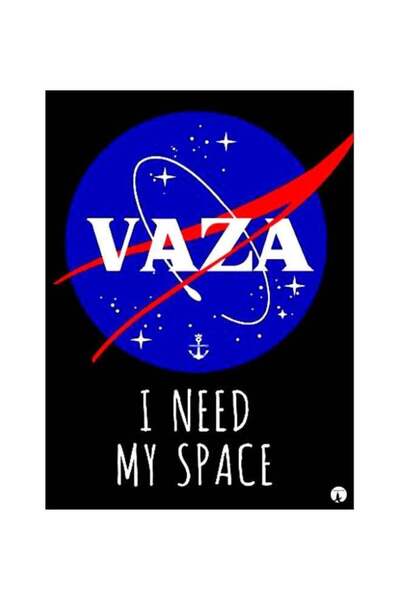 Generic Vaza I Need My Space Themed Metallic Plate Black/Blue/White 20x15cm