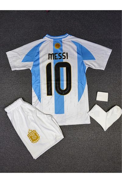 After Party Argentina 2024/25 season lionel messi kids jersey shorts socks wristband 4pcs set ag