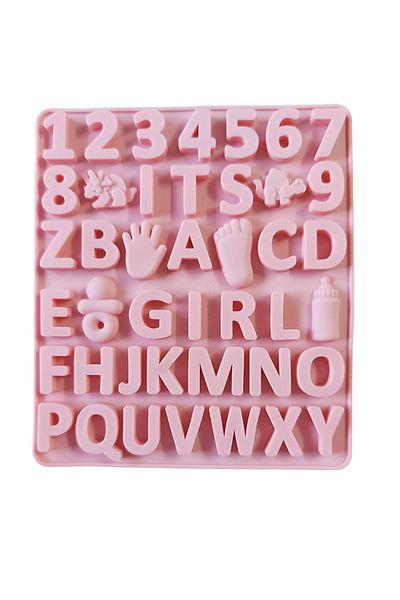 BV Silicone mold with Numbers, Letters, Foot, Hand, Baby Bottle, Dinosaur, Pacifier, 492COF