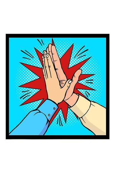 Generic Pop Art Poster With Frame Blue/Red 40 x 40cm