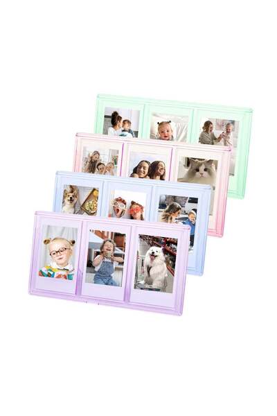 Generic KASTWAVE 2x3 Mini Collage Picture Frame for Polaroid, 3 in 1 Colorful Frame for Instax Mini 3 inch