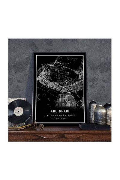 Generic Boomah Accessories Abu Dhabi Map Framed Poster Black/White 30x40centimeter