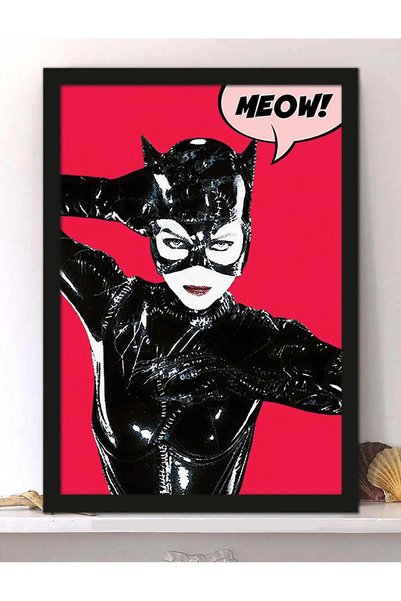 Generic Wall Posters with Cat -Woman Pop Art and Black Frame - Wall Arts Home...