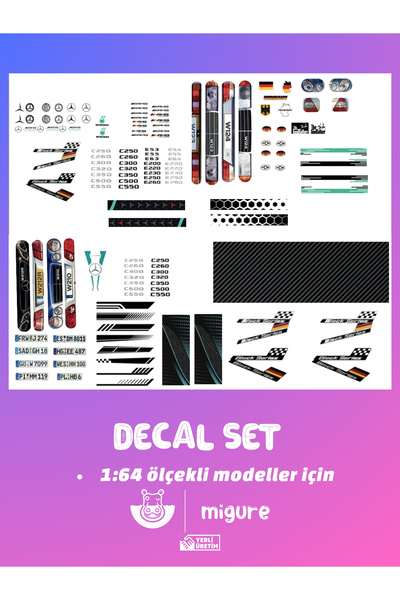 HOT WHEELS Migure 1/64 Ölçek Uyumlu Sulu Dekal Decal Sticker Set4