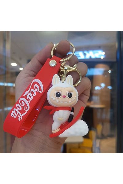 SUMAKA Labubu Cartoon Keychain Key Ring Bag Charm Silicone Gift