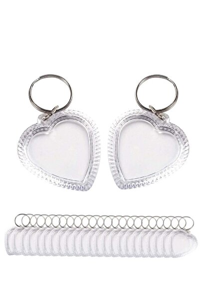 Generic 25 PCS Heart-shaped Transparent Acrylic Photo Frame Keychains for DIY Craft Artwork Gifts for Frien