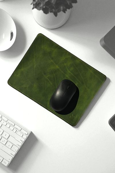 MAT Deri Green Genuine Leather Mouse Pad 27 X 20 cm Premium Office Accessory