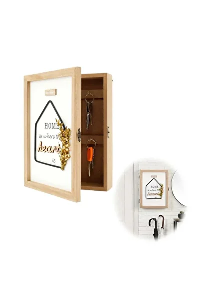 Generic SYOSI Wood Key Holder Mount, Decorative Wall box with 6 Key Hooks, Rustic Farmhouse Key Rack, Key B