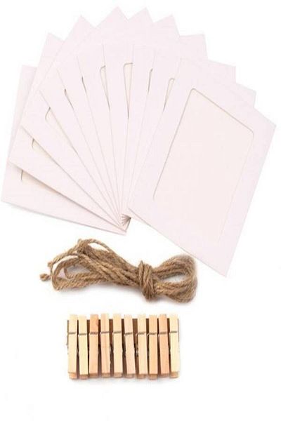 Generic Paper Photo Frame Set With Wooden Clip And String