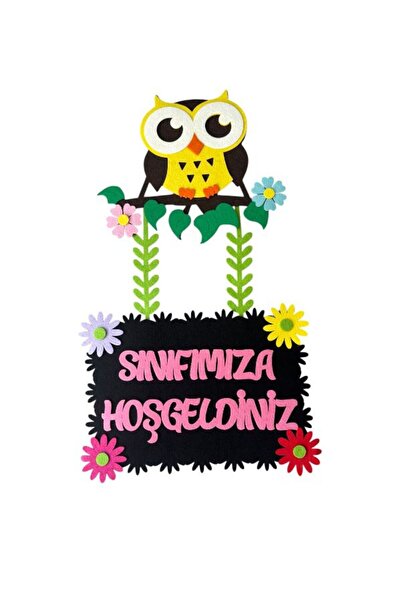 KeçeBizde KEÇE SARI BAYKUŞLI SINIF KAPI SÜSÜ