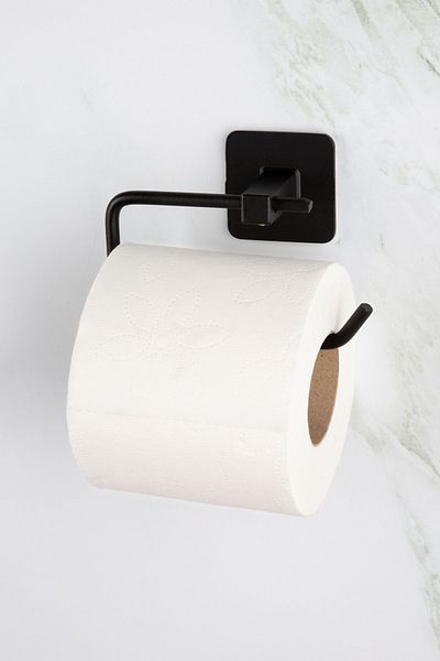 tafce Adhesive Black Outdoor Toilet Roll Holder Wc Paper Holder