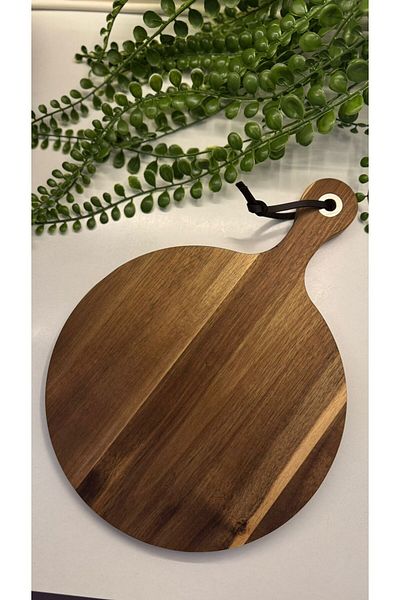 HBS Art Design Acacia Round Leather Accessory Presentation Board