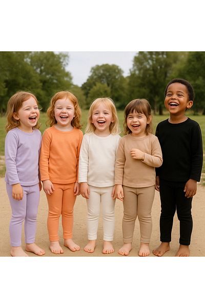 HEREN BUTİK Pack of 5 Baby Girl Straight Leg Mint Ribbed Camisole Basic Leggings Ecrupink Black Beige Lilac
