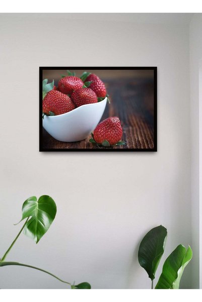 Generic Wall Posters with Strawberries in a Bowl Picture and Black Frame - Wa...