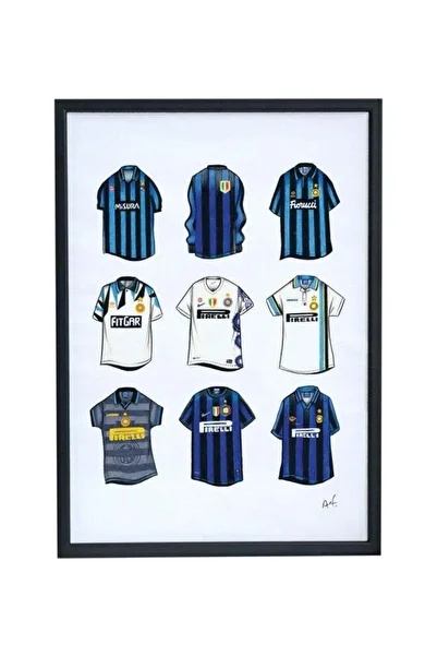 Generic Boomah Accessories Inter Milan Classic Jersey Poster With Frame White/Blue/Black 30x40centimeter