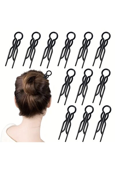 Monalisa Kadın Siyah Hair Pin Saç Topuz Çubukları 10 Adet