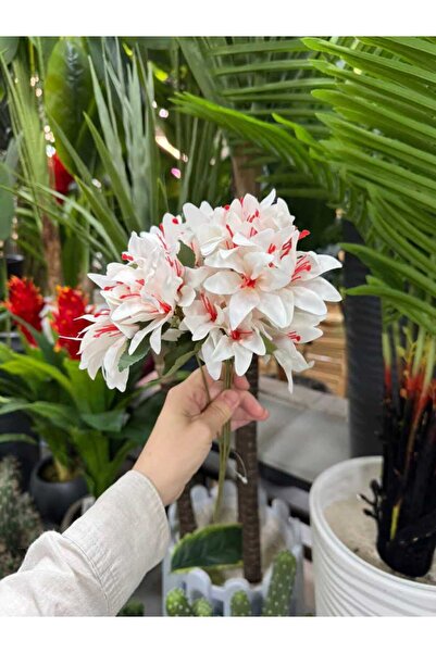 KOZALILAR Yapay Çiçek 5 Dallı kumaş Lilium Demeti
