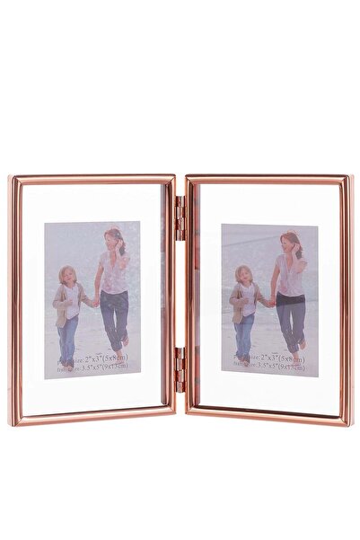 Generic SYOSI SYOSI Folding Double Metal Photo Frames Double-Sided Metal and Glass Picture Frames Hinged Fa