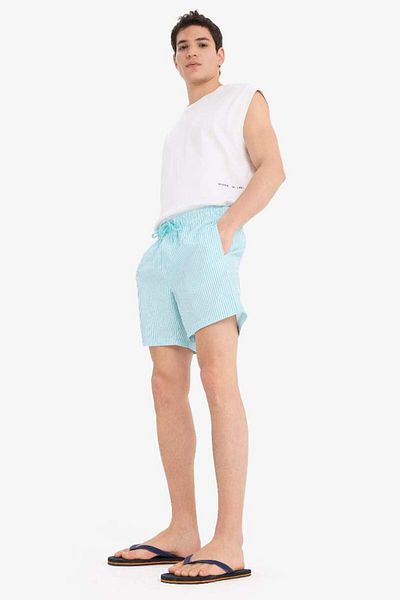 DeFacto New Season Striped Mesh Lined Short Length Swim Shorts