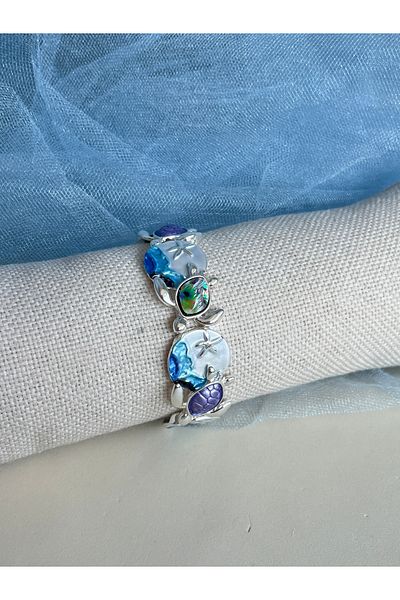 BURÇİN AKSESUAR Okyunus Stoned Loggerhead Loggerhead Sea Turtle Elastic Design Bracelet