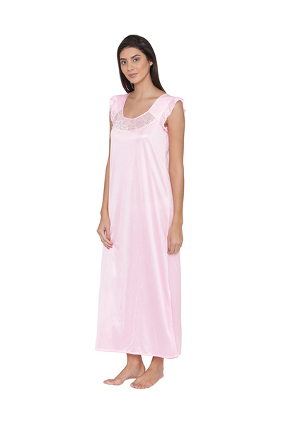 iza 4 Pcs Nightwear Set in Baby Pink- Satin