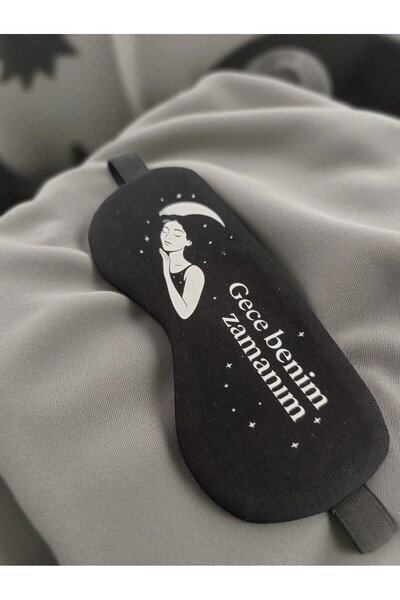 BeyzHal Black Sleep Headband with Night Is My Time Written – Lightproof, Soft and Comfortable Eye Mask