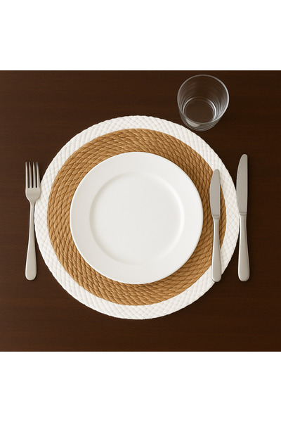 Efuliz Home Jute Straw American Service Supla Beige Straw White Color Matching