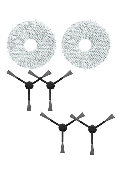 ROPALDE 2Pcs Mop Cloth for Xiaomi S20+ Plus B108Gl Robot Vacuum Cleaner Compatible - 4Pcs Side Brush Replacement Parts Set