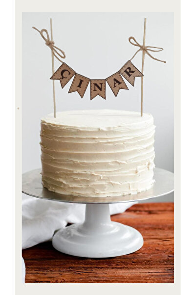 Lyroni Kişiye Özel İsmi Yazılı Doğum Günü Kraft Pasta Bayrağı