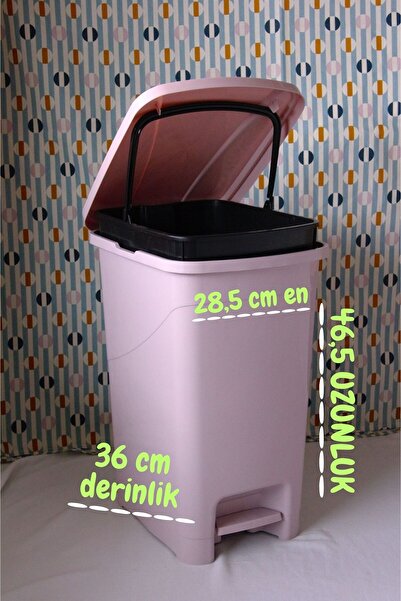 saral plastik 25 Litre Pedallı, İç kovalı Çöp Kovası Pembe Renk