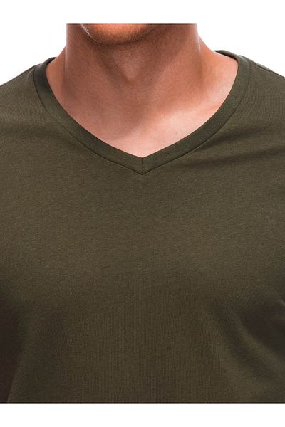 Edoti Men's basic V-neck T-shirt EM-TSBS-0101 - olive