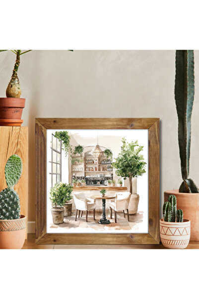 woodhomeworks Tek Parça Gerçek Ahşap Çerçeveli Mutfak Dekor Tablo kare