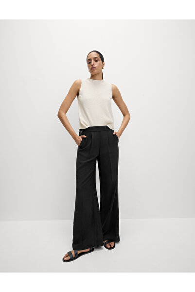 Marks & Spencer Dokuma Yan Şeritli Bol Paça Pantolon