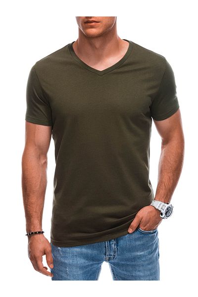 Edoti Men's basic V-neck T-shirt EM-TSBS-0101 - olive