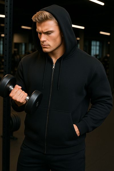 JUDGE 3 Thread Hooded Men's Kangaroo Pocket Zipper Hooded Sweatshirt