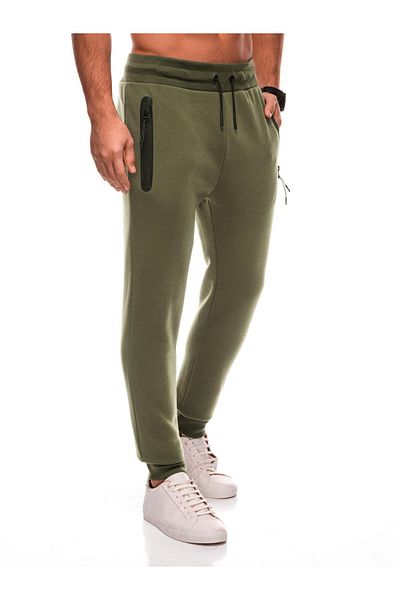 Edoti Men's sweatpants BASIC EM-PABS-0104 - dark olive