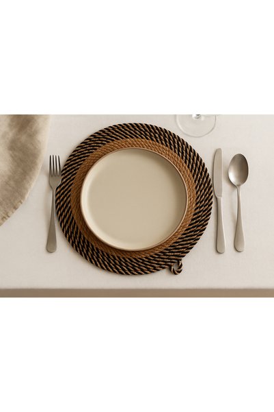 Efuliz Home Jute Straw American Service Supla Beige Natural Black Color Matching