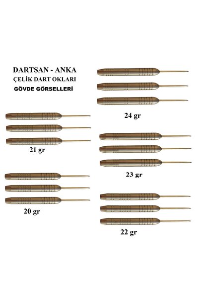 DARTSAN ANKA Türk Malı Çelik Dart Oku 21 gr