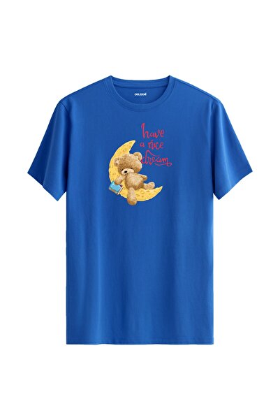 Colermi تي شيرت مطبوع عليه دمية دب نائم على القمر - تي شيرت بتصميم Have a Nic...