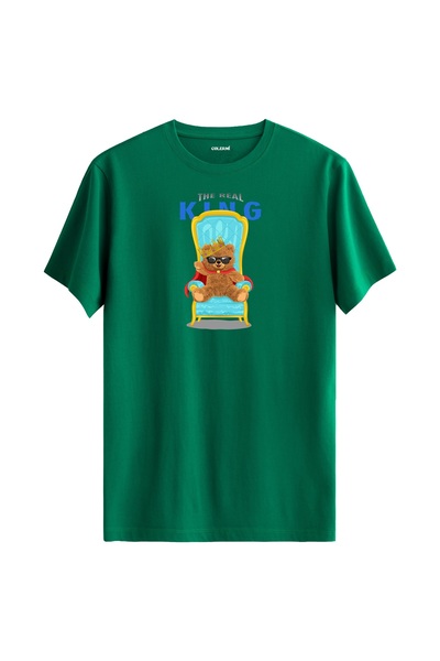 Colermi تي شيرت مطبوع عليه دمية دب الملك للجنسين - تي شيرت بتصميم عادي من نسي...