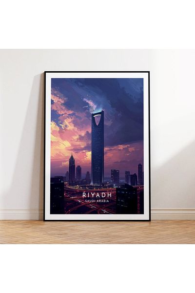Nuqta Canvas Painting - Riyadh Skyline at Sunset in Artistic Style