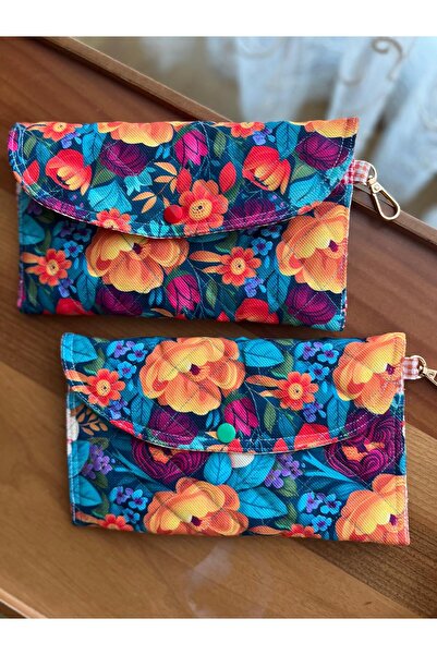 HelloPunch&Bags Cüzdan Telefon Bölmeli | –ÇİÇEK DESENLİ El Yapımı, Fermuarlı,...
